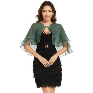 Women's Sheer Tencel Shawls and Wraps-Dark Green